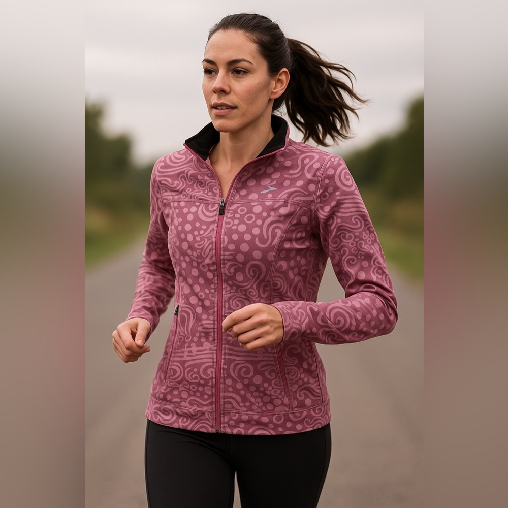 Brooks Equilibrium Pink Paisley Full Zip Running Jacket Medium